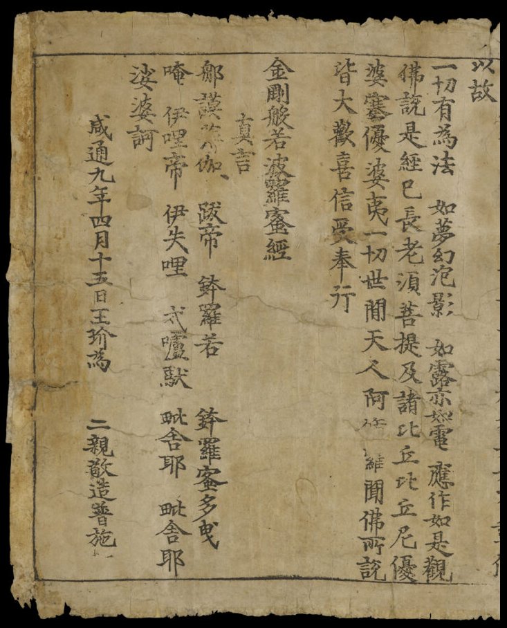 Kolophon der Diamant-Sutra, datiert auf den 11. Mai 868 n. Chr.